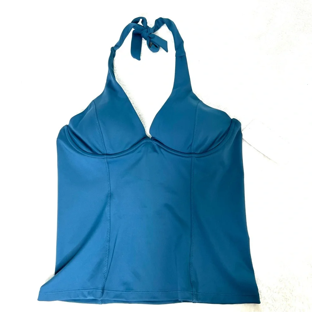 Athleta Sculpted Halter Tankini Oceanic Teal Size 40B/C
